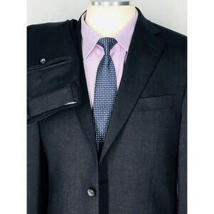 38R Hart Schaffner Marx USA Mens 2 Button Wool Suit Dark Pencil Gray Pants 34
